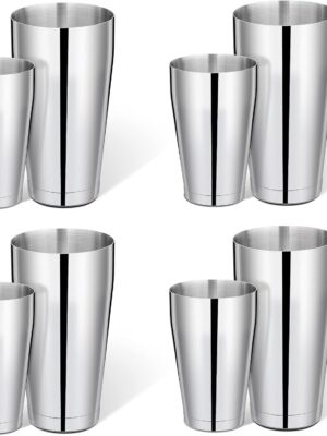 8 Pcs Cocktail Shaker Boston Shaker Set Professional Bartender Kit Bar Stainless Steel Drink Shaker Bartending Martini Tin with 18oz & 28oz Mixed Alcohol Tool for Beginner(Silver)