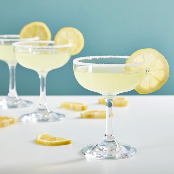 Glasses Set - 6 Count, 7 oz, Clear, Vintage-Inspired - Dishwasher Safe Cocktail Glasses for Parties & Bars - Champagne s for Cocktails & Events
