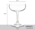 Champagne Glasses Set of 12 Crystal Cocktail Glasses with Short Stem, Martini Glasses - 7 oz