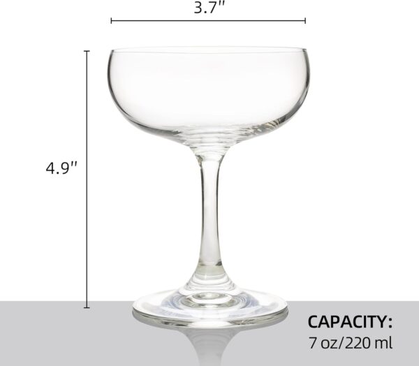 Champagne Glasses Set of 12 Crystal Cocktail Glasses with Short Stem, Martini Glasses - 7 oz