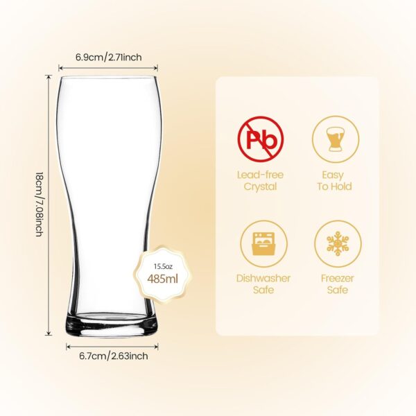 Beer Glasses Set of 4, 15.5 oz Pint Glasses Pilsner Glasses for Father, Beer Mug Gifts for Men