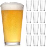 Beer Pint Glasses Set of 12,16 oz Drinking Glasses,Cocktail Glasses Made for Hot & Cold Beverages Mixing Glass & Highball Set of 6 for Homes, Pubs & More