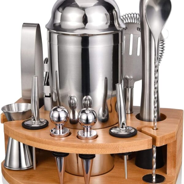 Cocktail Shaker Set,12 Piece 25oz Bartender Kit with Stand,Bar Set for Mixed Drink, Professional Bar Accessory : Shaker,Jigger,Strainer,Muddler,Liquor Pourers, House Warming Gifts