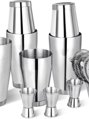 Cocktail Shaker Set Bartender Kit, 12 Pcs Boston Drink Shaker with Strainer Bartending Martini Shaker Tin with 18oz & 28oz Mixed Alcohol Shaker Stainless Steel Bar Tool for Beginner