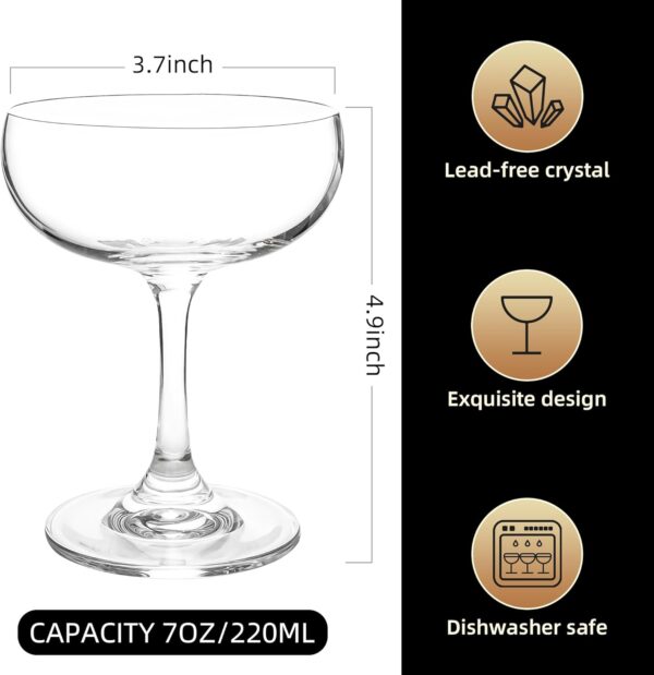 Crystal  Champagne and Cocktail Glasses Daiquiri Manhattan Glasses Set of 12 Martini Drinking Set for Parties, Bars and Gifts, 7 oz