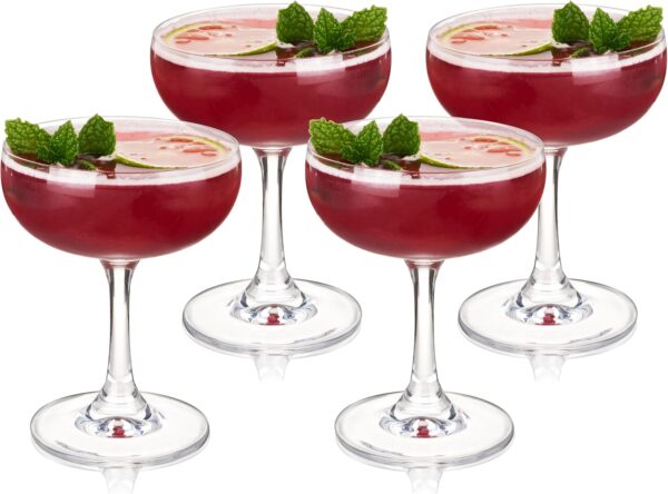 Glass, Martini Glasses for Cocktail Party, Perfect for Espresso Martini, Manhattan, Champagne, Elegant 7 oz Glassware for Home Bars, Wedding Gifts, Margarita Glasses Set of 4