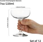 Set of 12 Crystal Champagne Glasses - 7 oz Elegant  Glasses for Martini, Margarita, Cocktails & Champagne Tower, Dishwasher Safe, Gift Box Wedding & Party Glassware
