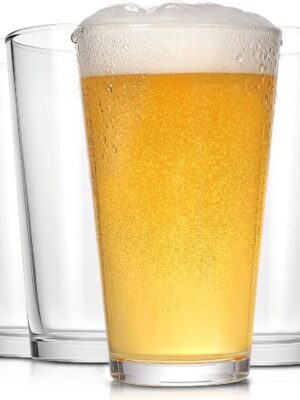 Beer Pint Glasses Set of 4,16 oz Drinking Glasses,Cocktail Glasses Made for Hot & Cold Beverages Mixing Glass & Highball Set of 6 for Homes, Pubs & More