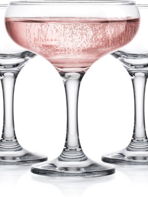 Glasses, 9.5 oz Vintage Martini Glass Set 6 Pcs, Unique Margarita Glass, Classic Cocktail Glassware, Bar Drinking Glasses Set for Cocktail, Wine, Champagne, Espresso & Gift