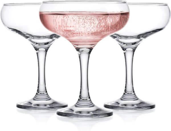 Glasses, 9.5 oz Vintage Martini Glass Set 6 Pcs, Unique Margarita Glass, Classic Cocktail Glassware, Bar Drinking Glasses Set for Cocktail, Wine, Champagne, Espresso & Gift