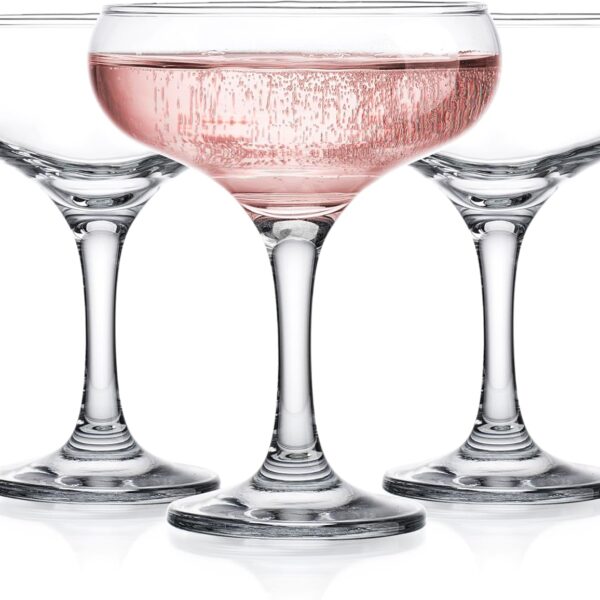 Glasses, 9.5 oz Vintage Martini Glass Set 6 Pcs, Unique Margarita Glass, Classic Cocktail Glassware, Bar Drinking Glasses Set for Cocktail, Wine, Champagne, Espresso & Gift