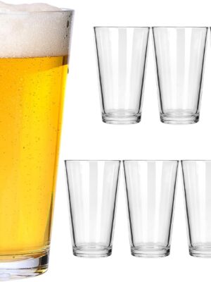 8pcs 16oz Beer Pint Glasses, Drinking Glasses Set of 8 Highball Glasses Water Cups for Cold Beverages