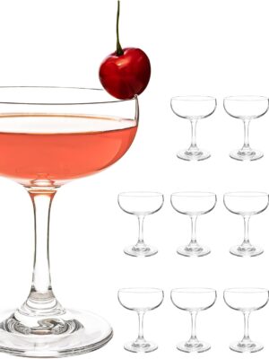Crystal Champagne and Cocktail Glasses Daiquiri Manhattan Glasses Set of 12 Martini Drinking Set for Parties, Bars and Gifts, 7 oz