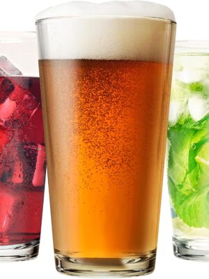 Drinking Glasses Set of 12-16 oz Glass Cups - Pint & Beer Glasses - Dishwasher Safe Water Glasses - Highball Tumblers