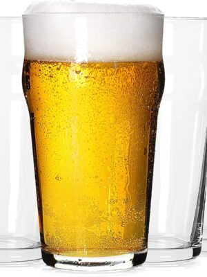 Pint Glasses,20oz British Beer Glass,Classics Craft Beer Glasses,Premium Beer Glass Tumbler Set of 4, Unique Design Beer Glasses Easy Stacking in The Cupboard
