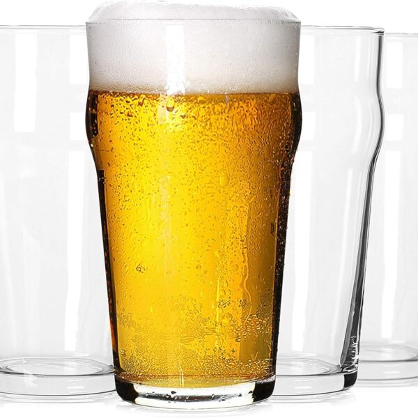 Pint Glasses,20oz British Beer Glass,Classics Craft Beer Glasses,Premium Beer Glass Tumbler Set of 4, Unique Design Beer Glasses Easy Stacking in The Cupboard