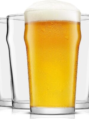 19oz Beer Pint Glasses Set of 4. Large Beer Pint Glass Capacity in a Traditional Pub Drinking Glasses Design. Oversized Beer Glasses Set for Guinness, Stout, and Big Craft Beer Glasses