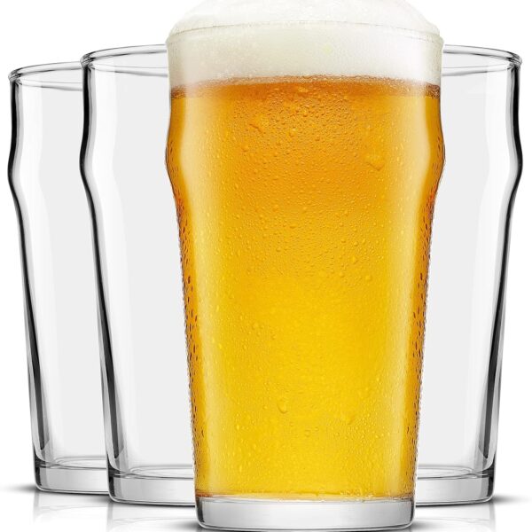 19oz Beer Pint Glasses Set of 4. Large Beer Pint Glass Capacity in a Traditional Pub Drinking Glasses Design. Oversized Beer Glasses Set for Guinness, Stout, and Big Craft Beer Glasses